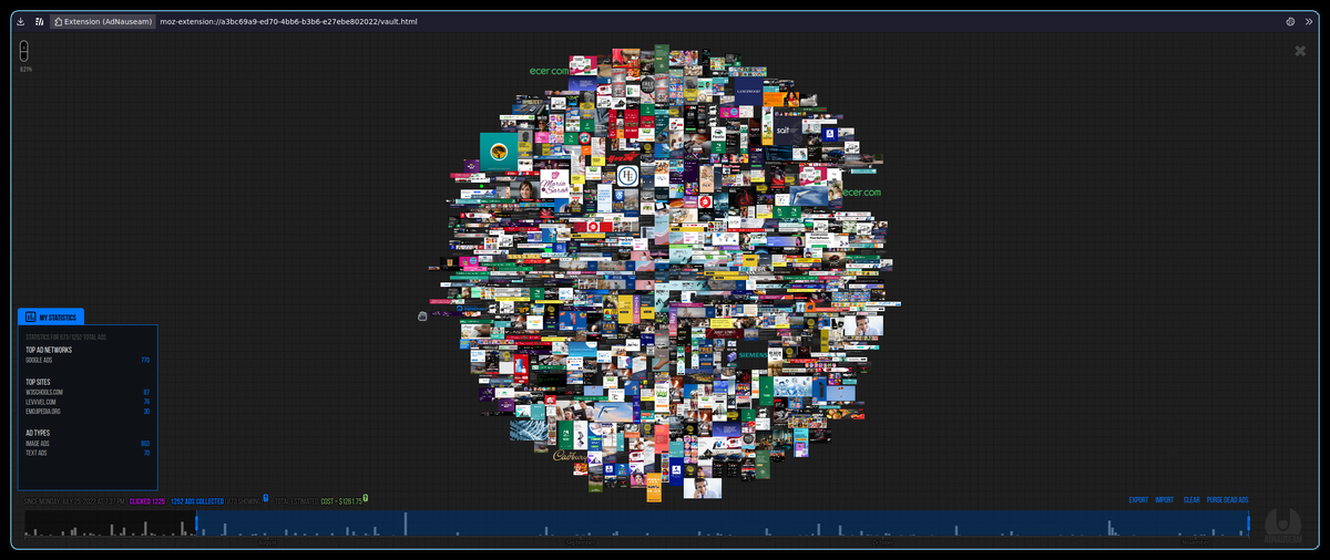 My ad vault, showing every single ad I've blocked